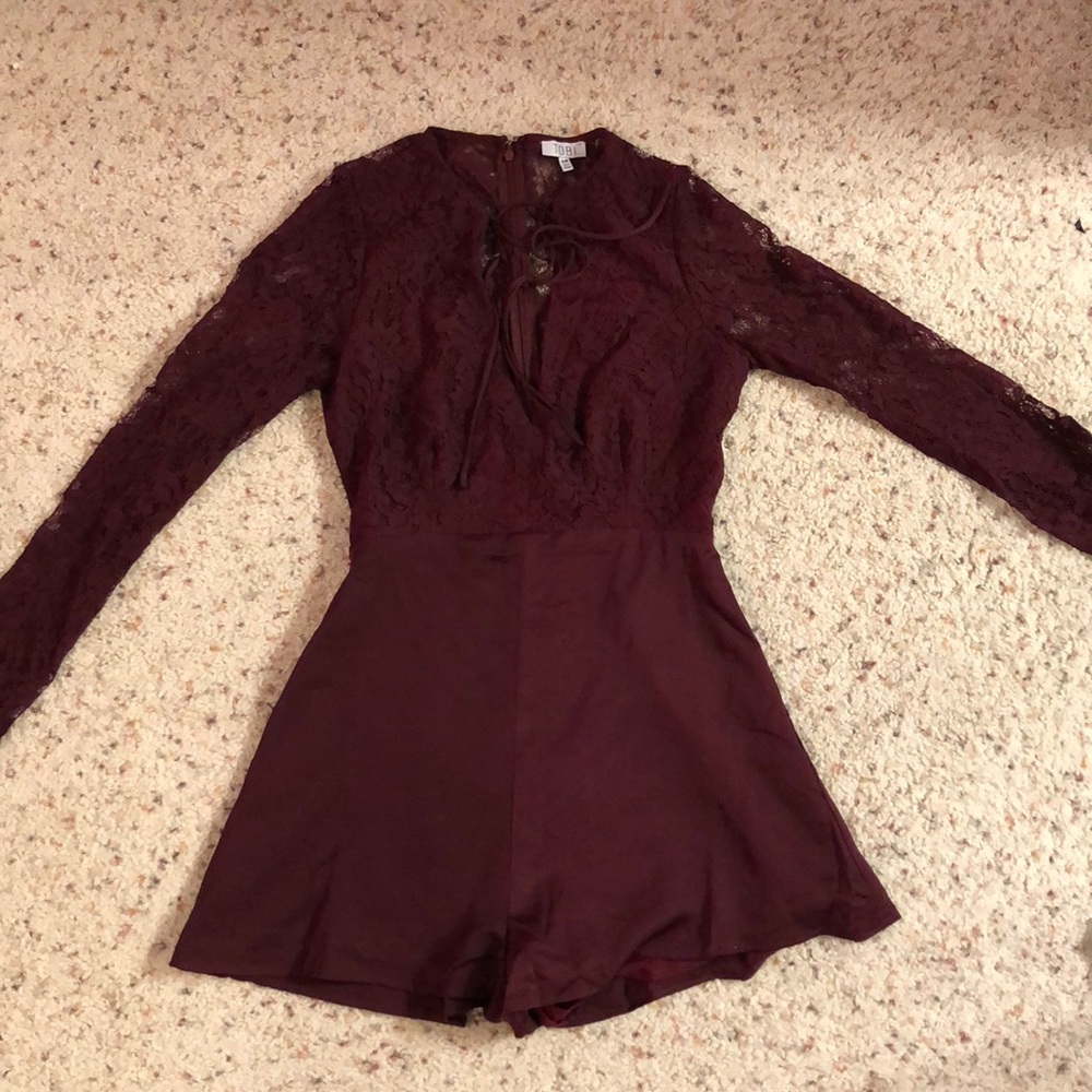 Tobi wine lace romper
